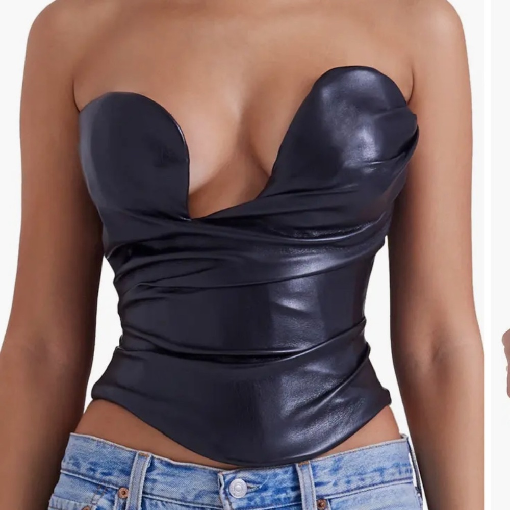 House of Cb “Saffira Faux Leather Corset”